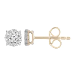0.25ct Diamond Stud Earrings In 9Ct Yellow Gold