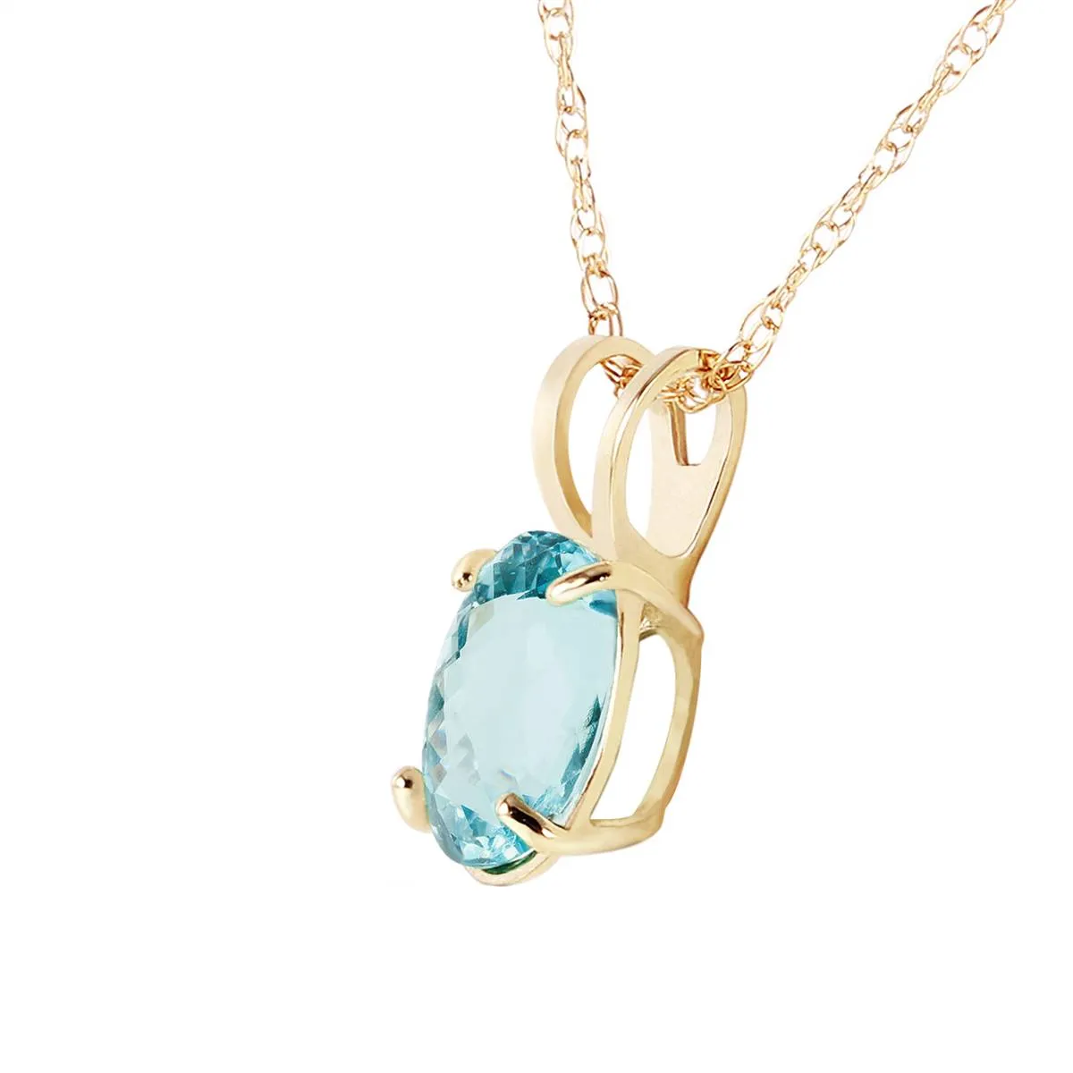 0.75 Carat 14K Solid Yellow Gold Solo Mio Aquamarine Necklace