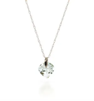 1.15 Carat 14K Solid White Gold No Substitutes Aquamarine Necklace