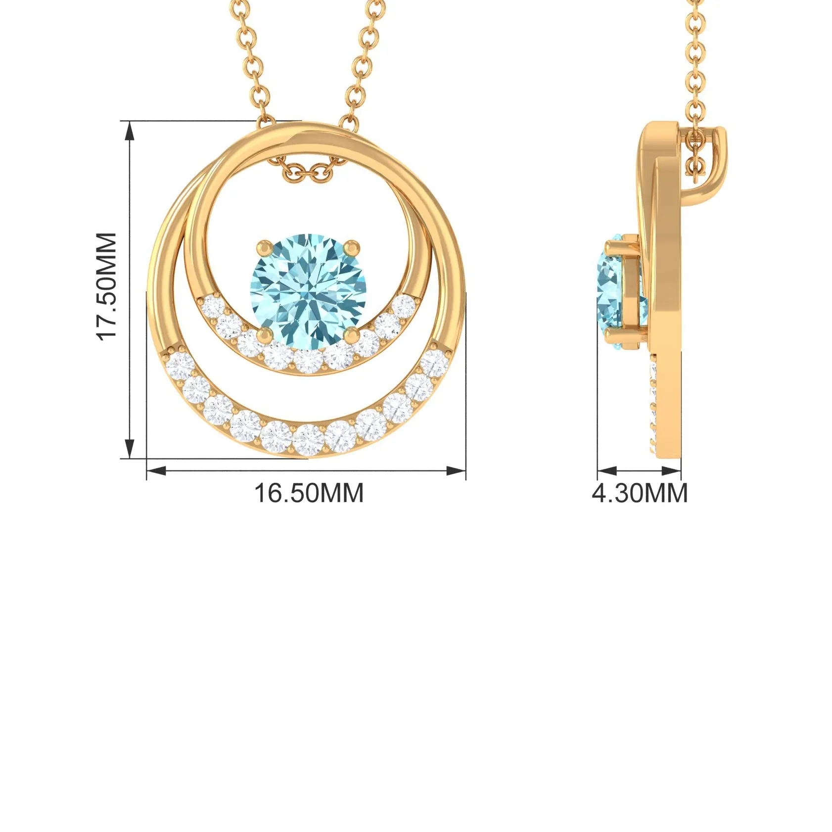 1.25 CT Aquamarine and Diamond Circle Pendant Necklace