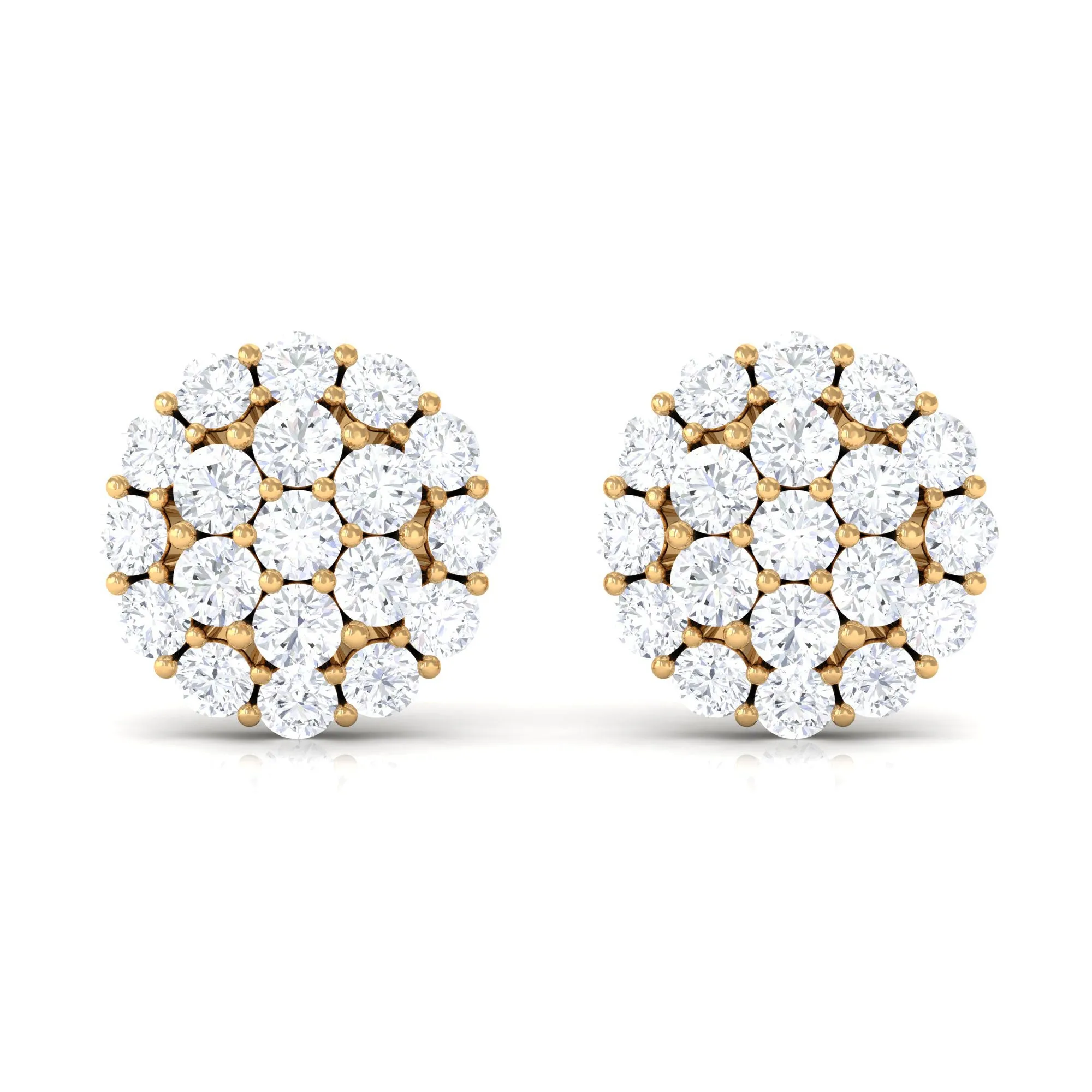 1.25 CT Real Diamond Cluster Stud Earrings