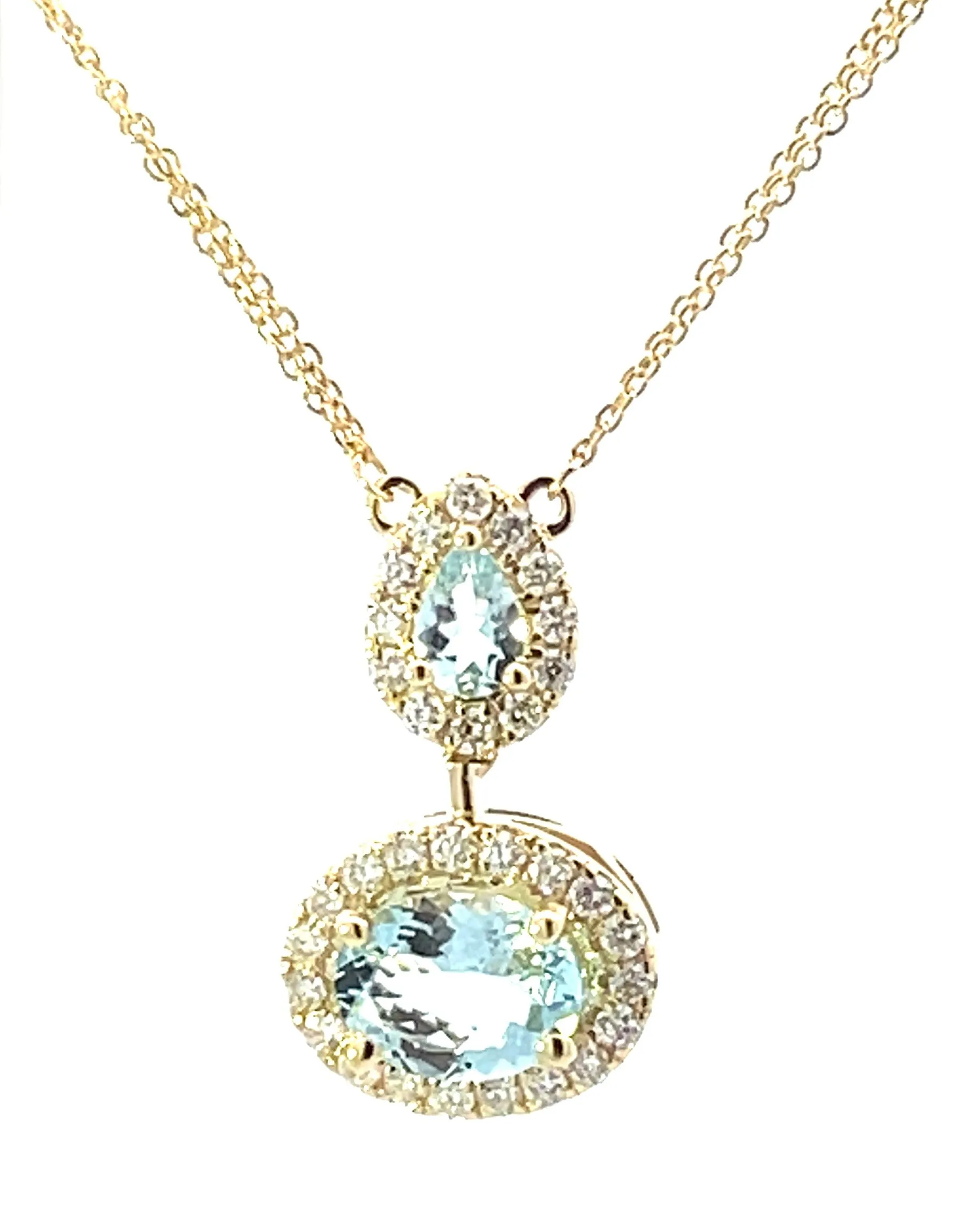 14 Karat Yellow Halo Gemstone Necklace