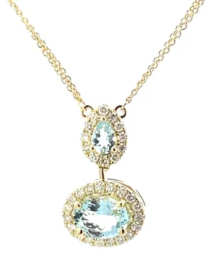 14 Karat Yellow Halo Gemstone Necklace