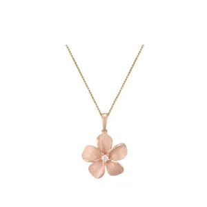 14k 13mm Plumeria Pendant with 0.03 carats diamond