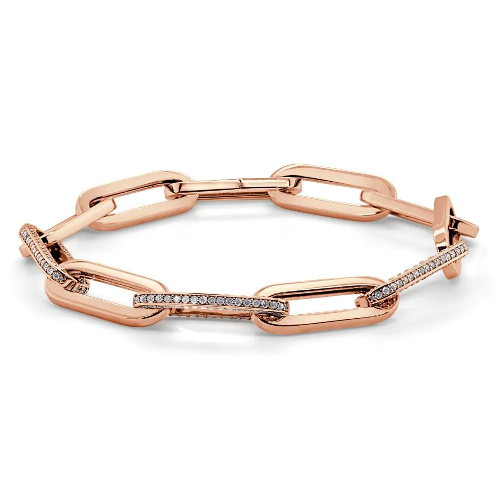 14K Gold & Diamond Paperclip Bracelet - 1.50ct