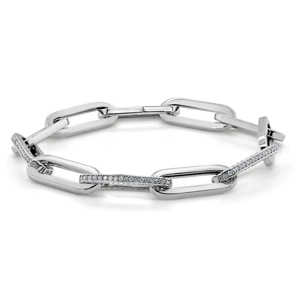 14K Gold & Diamond Paperclip Bracelet - 1.50ct