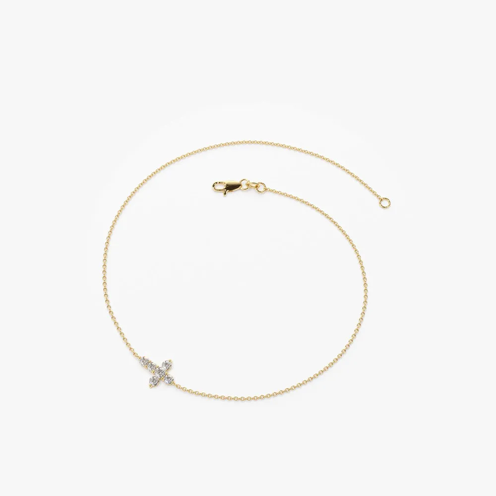 14K Gold Diamond Cross Bracelet
