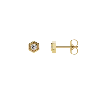 14k Gold Diamond Hexagon Stud Earrings