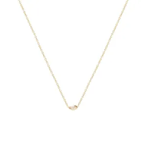 14k Gold Small Marquise Diamond Necklace