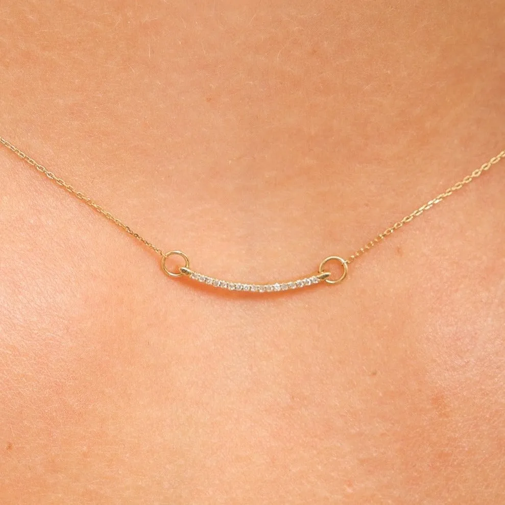 14K Solid Gold Celebration Diamond Bar Necklace