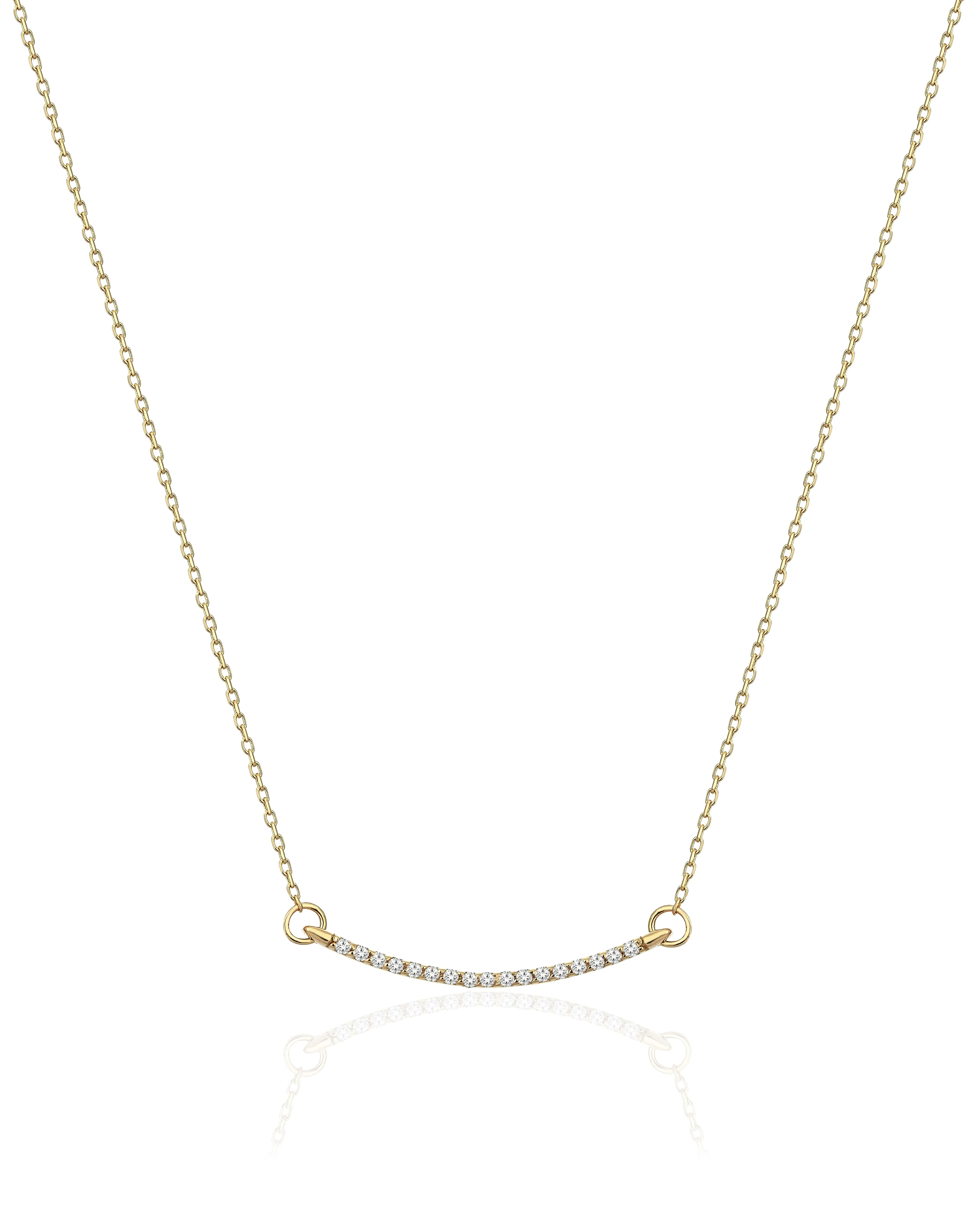 14K Solid Gold Celebration Diamond Bar Necklace
