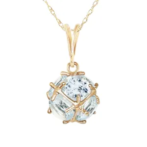 14K Solid Yellow Gold Necklace w/ Natural Aquamarines