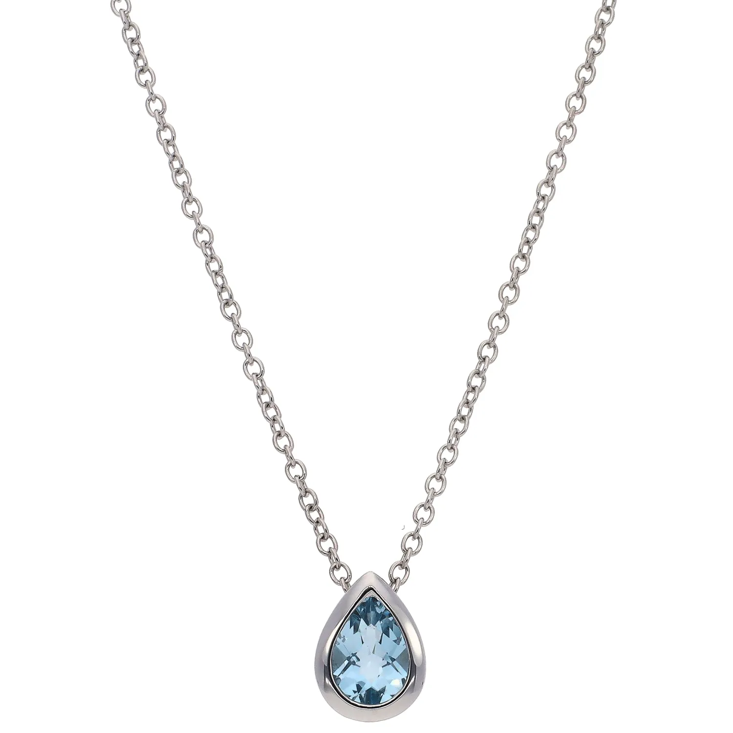 14K White Gold Aquamarine Necklace