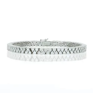 14k White Gold Double Row Diamond Bracelet