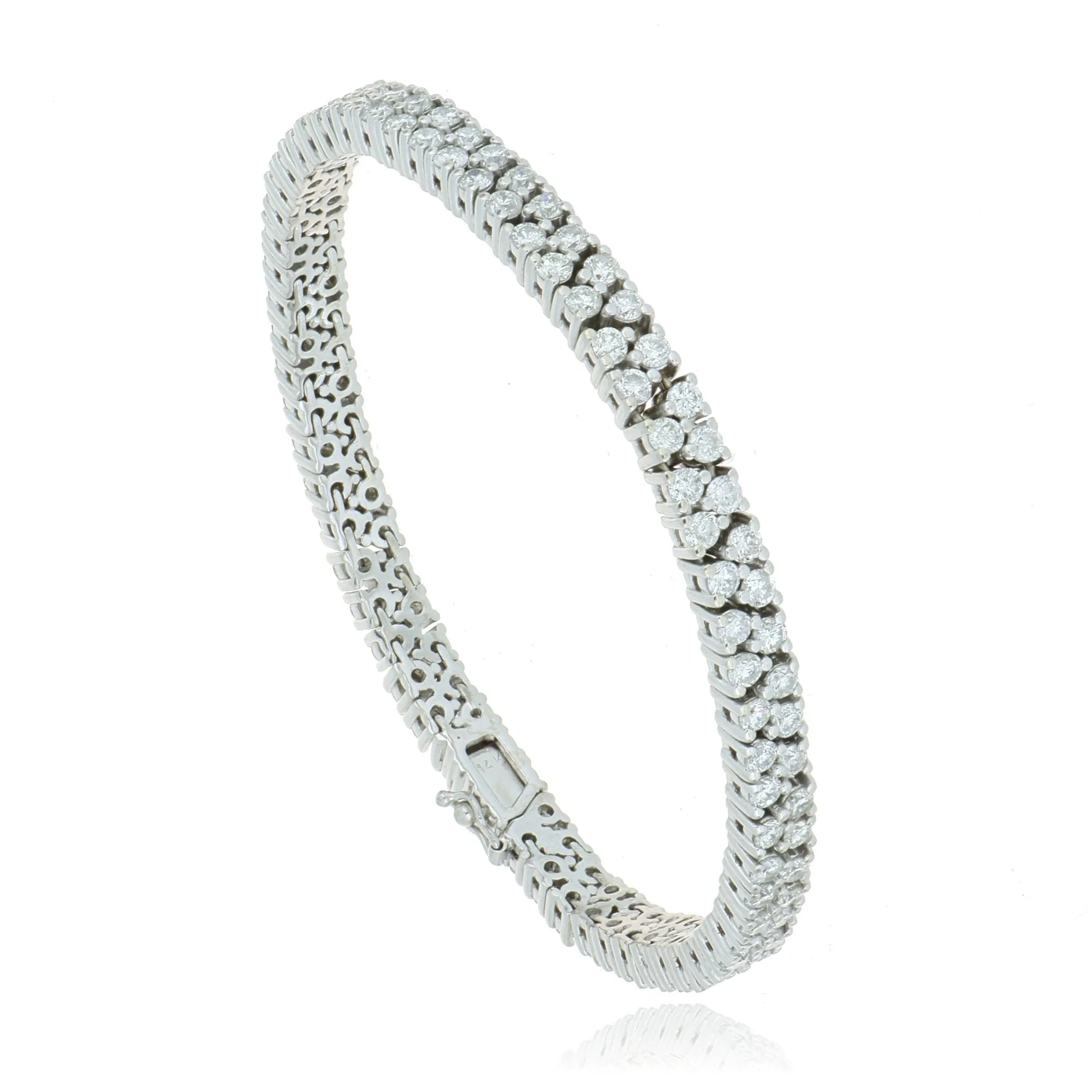 14k White Gold Double Row Diamond Bracelet