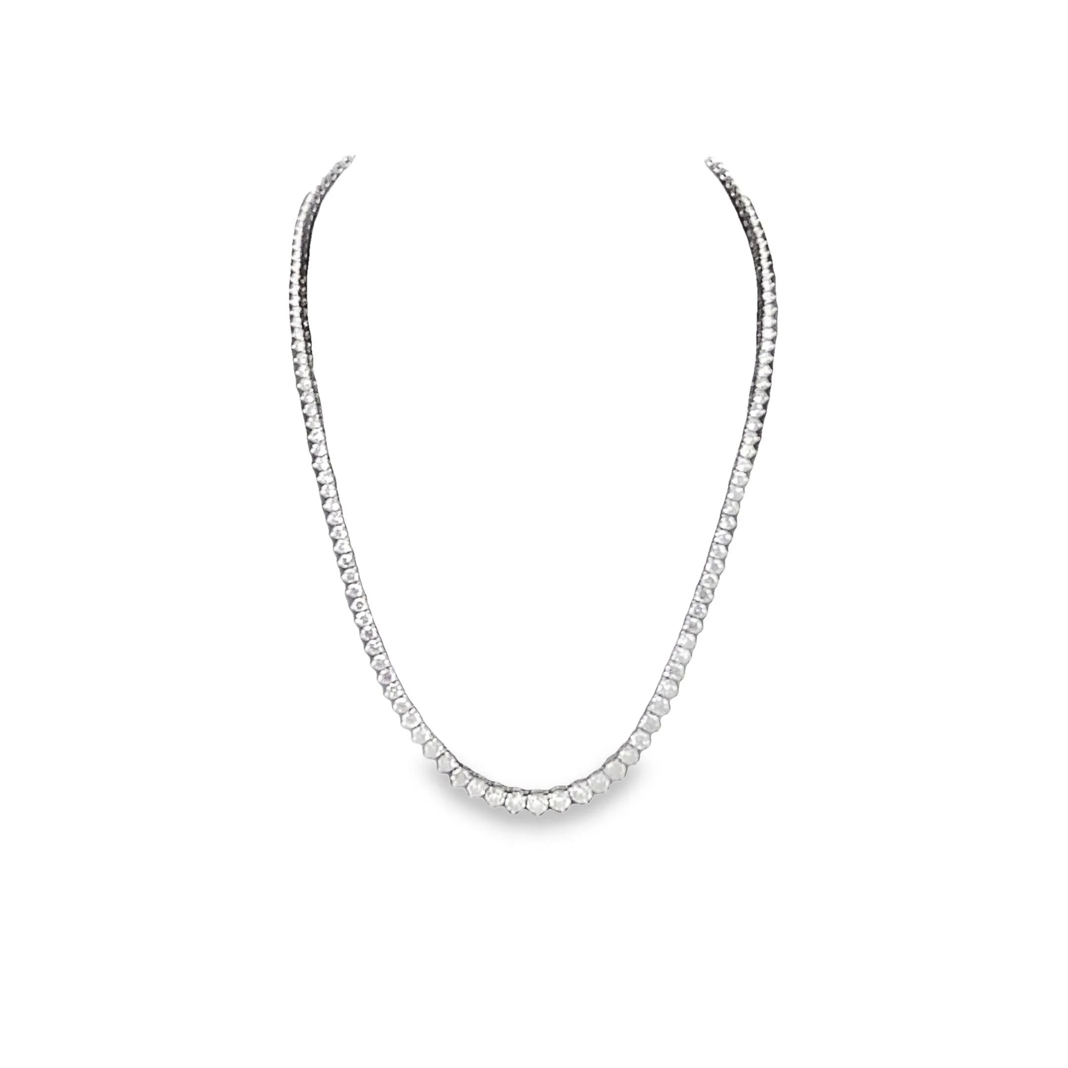 14K White Gold Tennis Necklace - 14.85ct