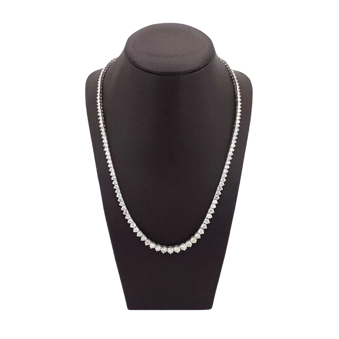 14K White Gold Tennis Necklace - 14.85ct