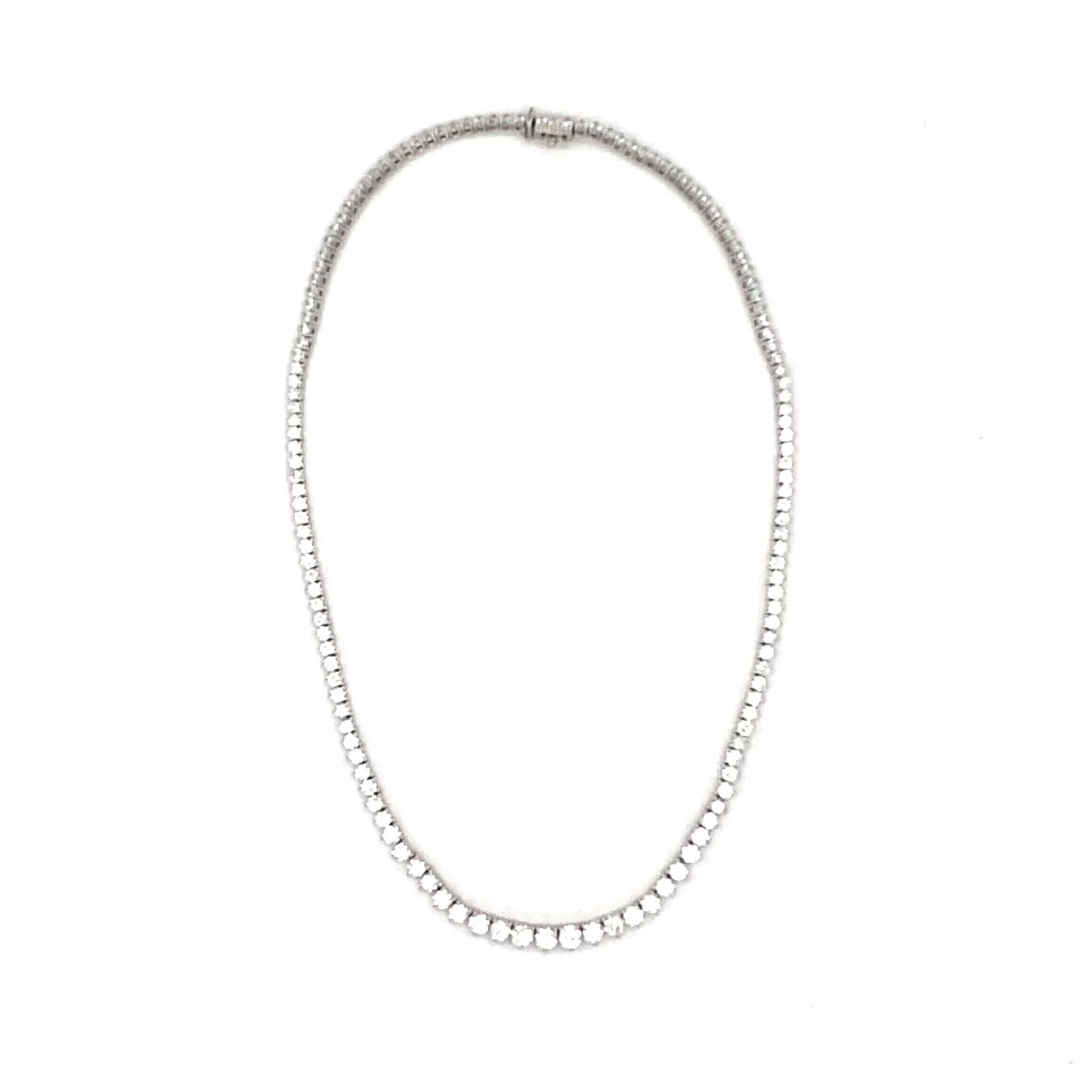 14K White Gold Tennis Necklace - 14.85ct