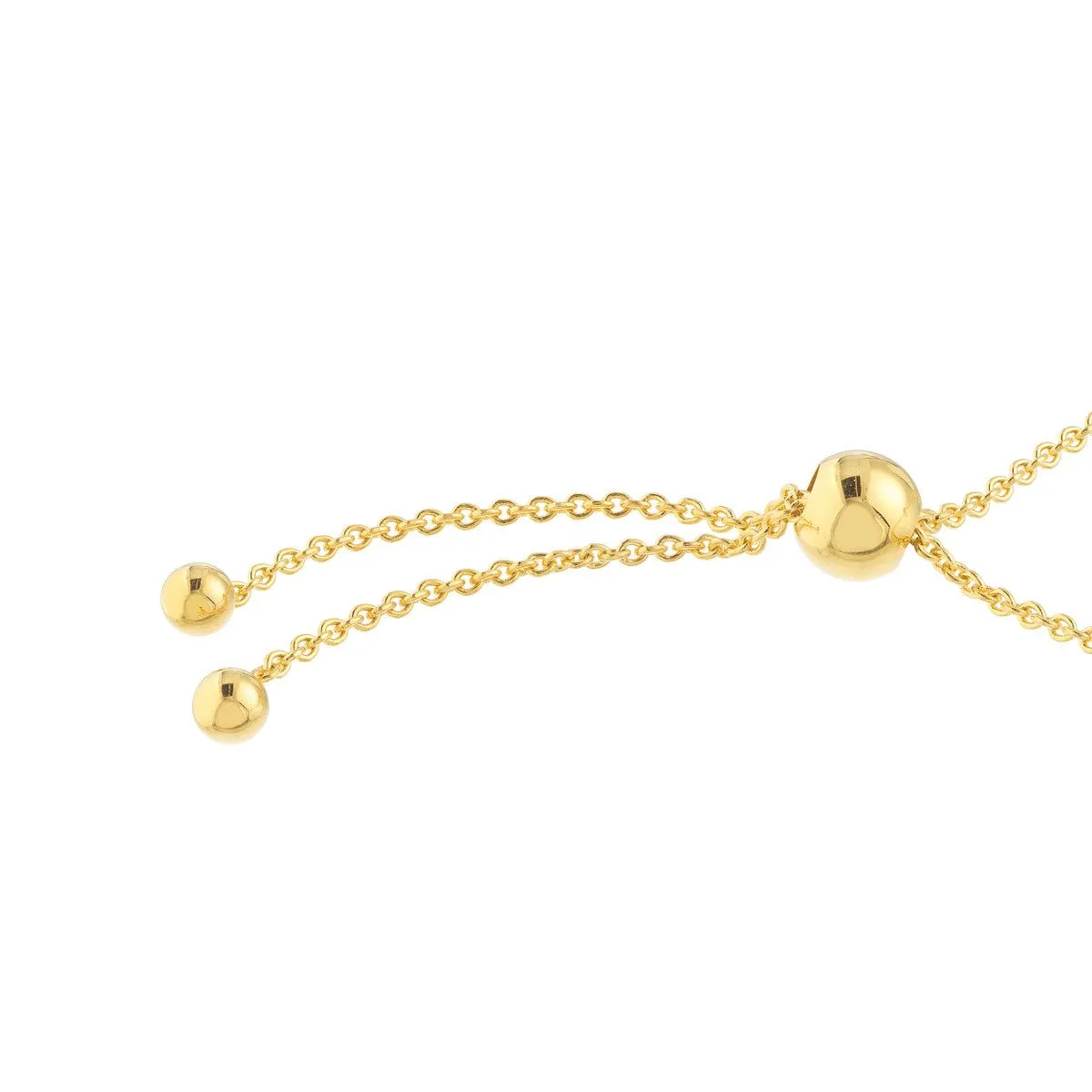 14K Yellow Gold Blue Enamel Round Evil Eye Bolo Bracelet