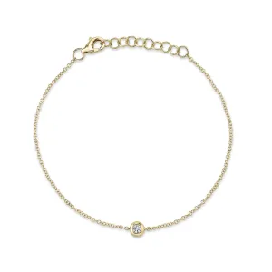 14K Yellow Gold Single Diamond Bezel Bracelet