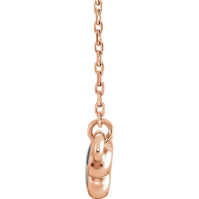 14KT GOLD 1/2 CTW AQUAMARINE BEZEL-SET BAR NECKLACE