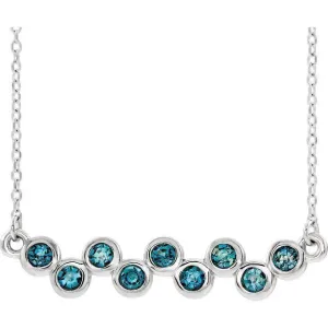 14KT GOLD 1/2 CTW AQUAMARINE BEZEL-SET BAR NECKLACE