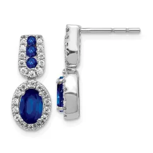 14KT GOLD 1.27 CTW SAPPHIRE & 0.30 CTW DIAMOND HALO DROP EARRINGS