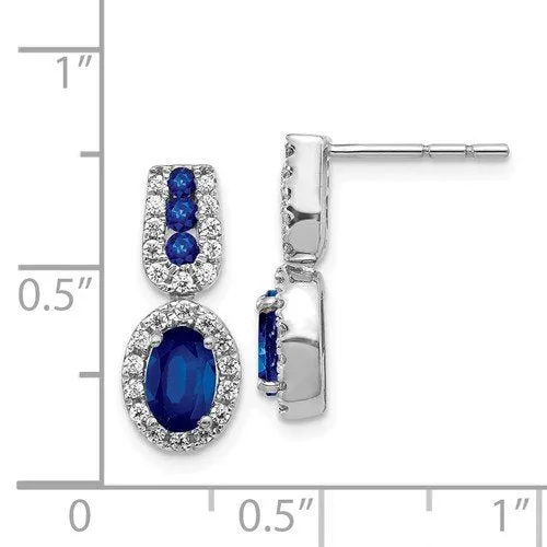 14KT GOLD 1.27 CTW SAPPHIRE & 0.30 CTW DIAMOND HALO DROP EARRINGS