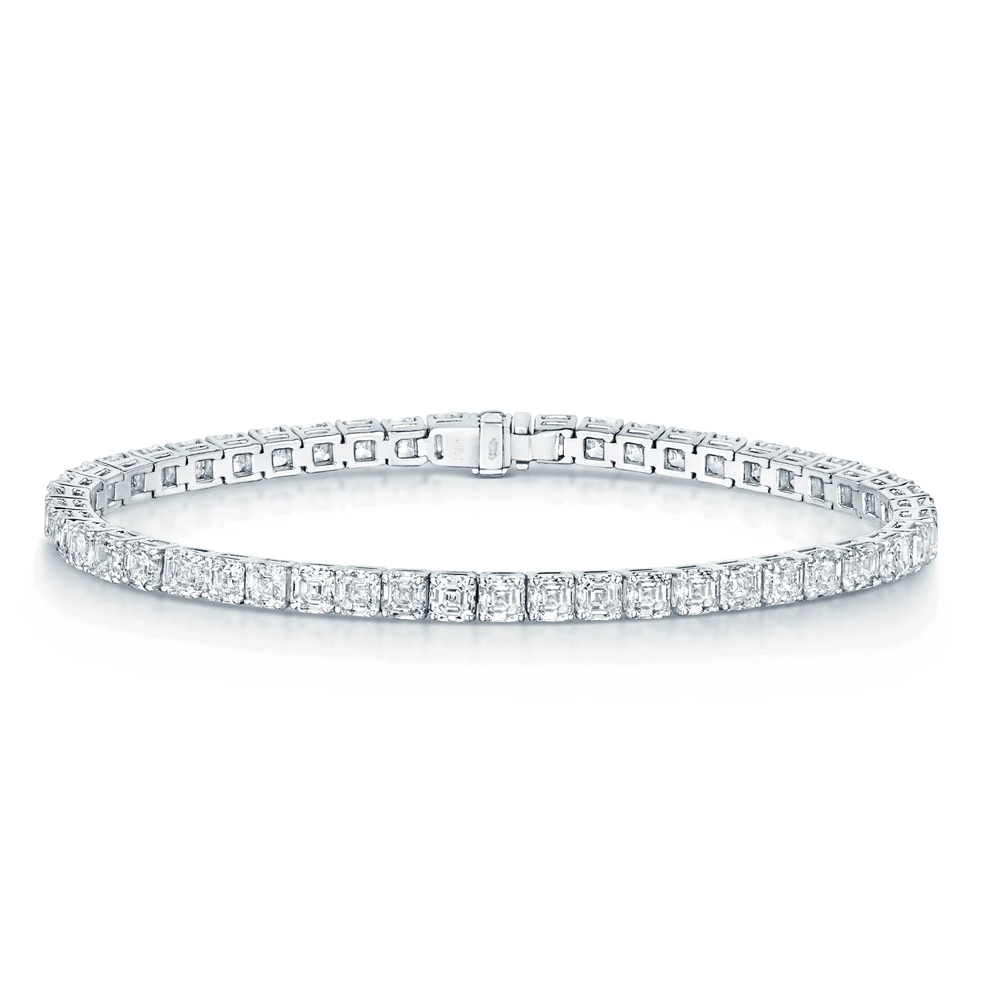 18ct White Gold Asscher Cut Diamond Claw Set Line Bracelet