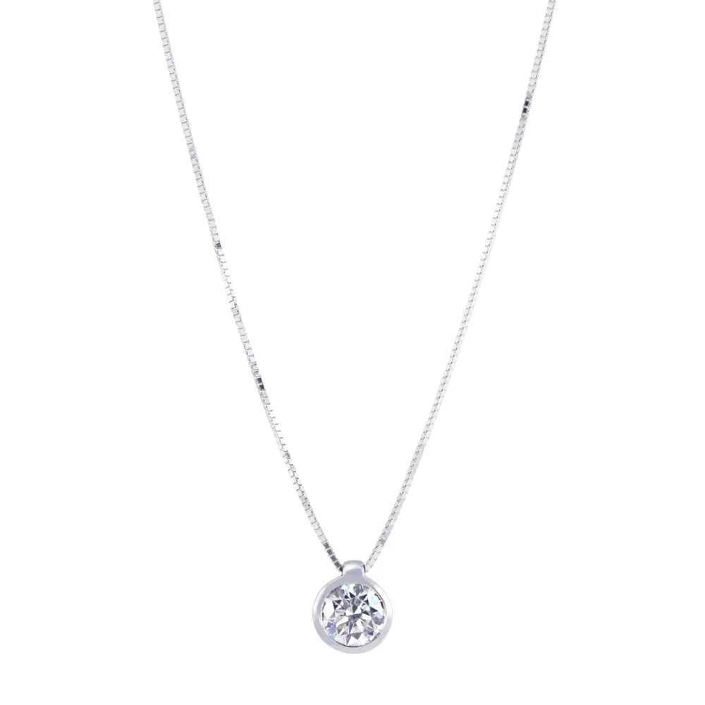 18ct White Gold Bezel Set 0.20ct Diamond Necklace KMI3548WR5J