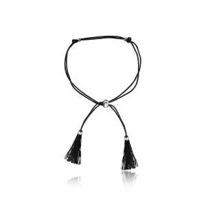 18k Gold Black Tassel Bracelet with Gold Beads
