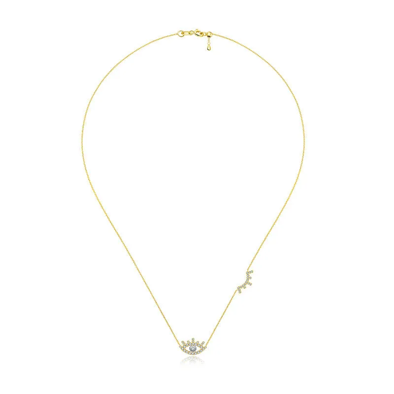 18k Gold Evil Eye & Eyelash Diamond Necklace