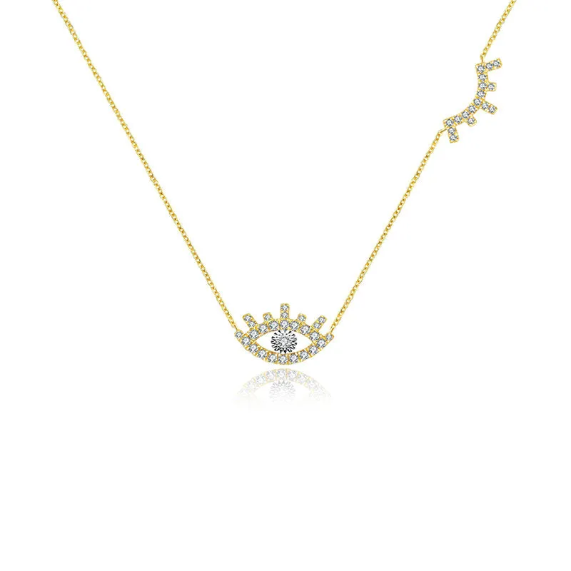18k Gold Evil Eye & Eyelash Diamond Necklace