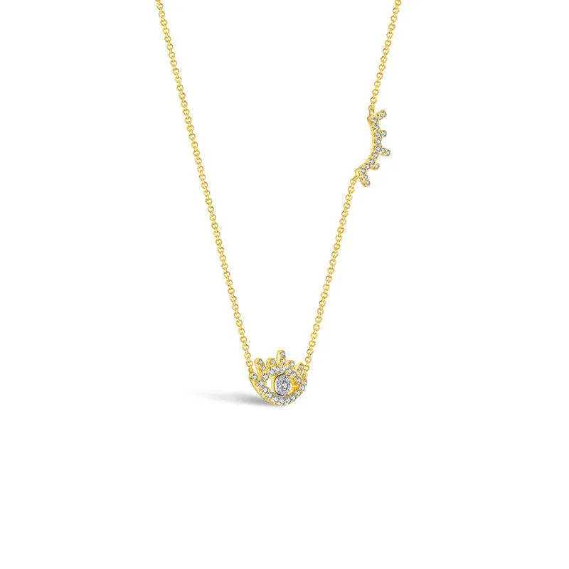 18k Gold Evil Eye & Eyelash Diamond Necklace