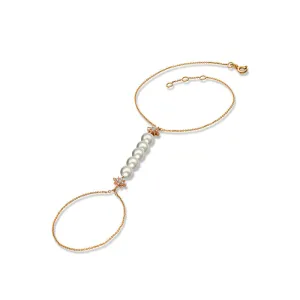 18k Gold Star Shape with Line Pearl 2 Way Diamond Bracelet