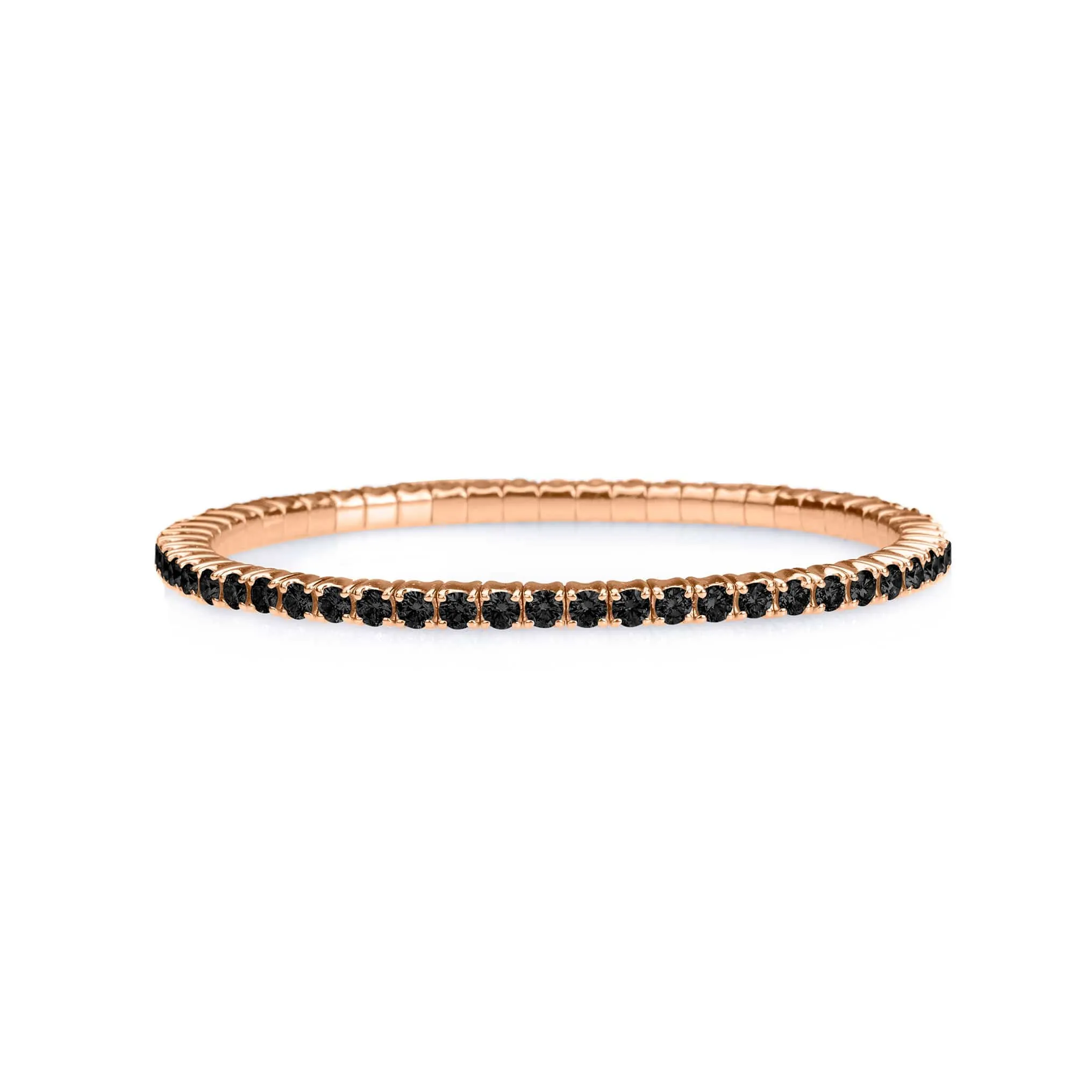 18K Stretch Black Round Diamond Tennis Bracelet, 2.5-6.6 Carats