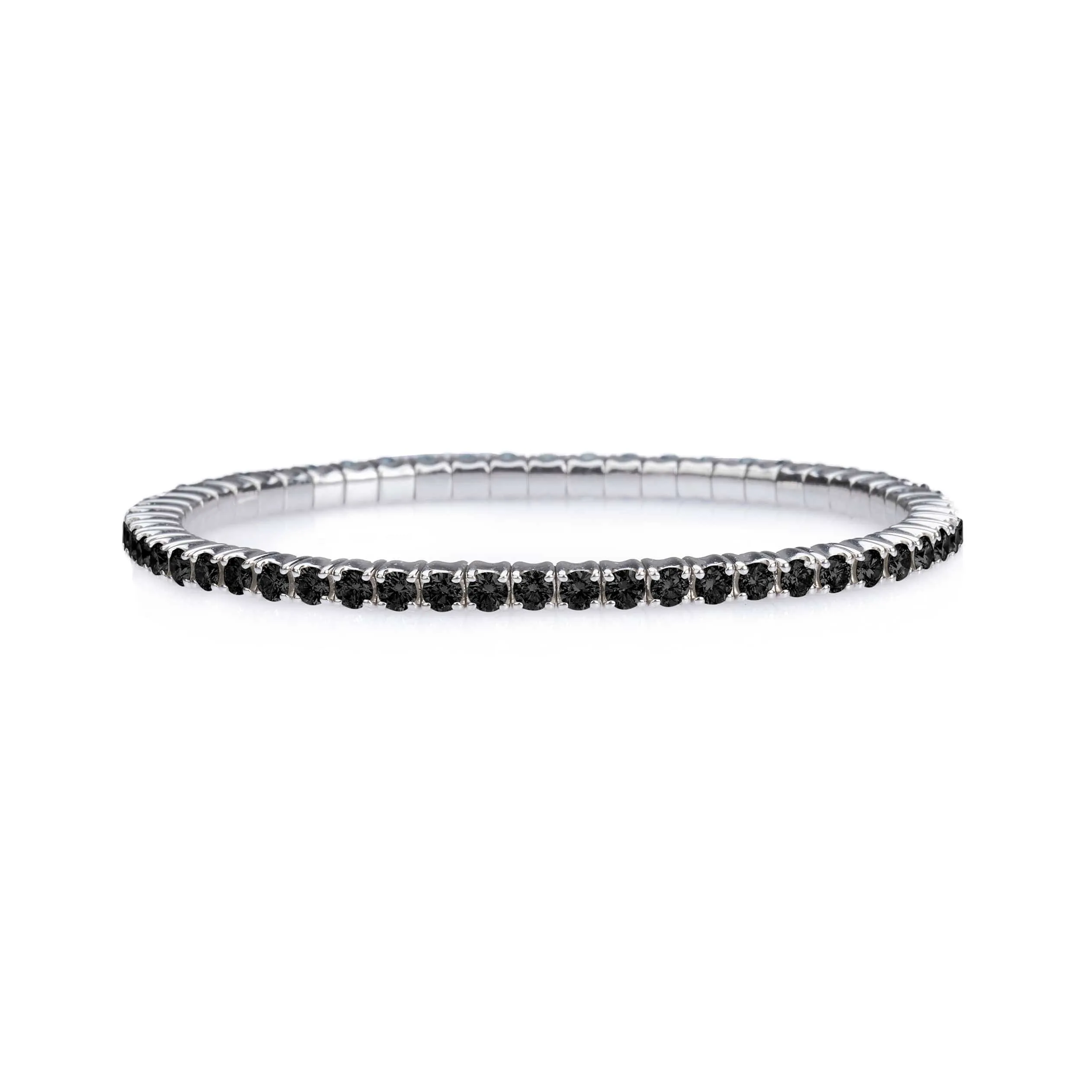 18K Stretch Black Round Diamond Tennis Bracelet, 2.5-6.6 Carats