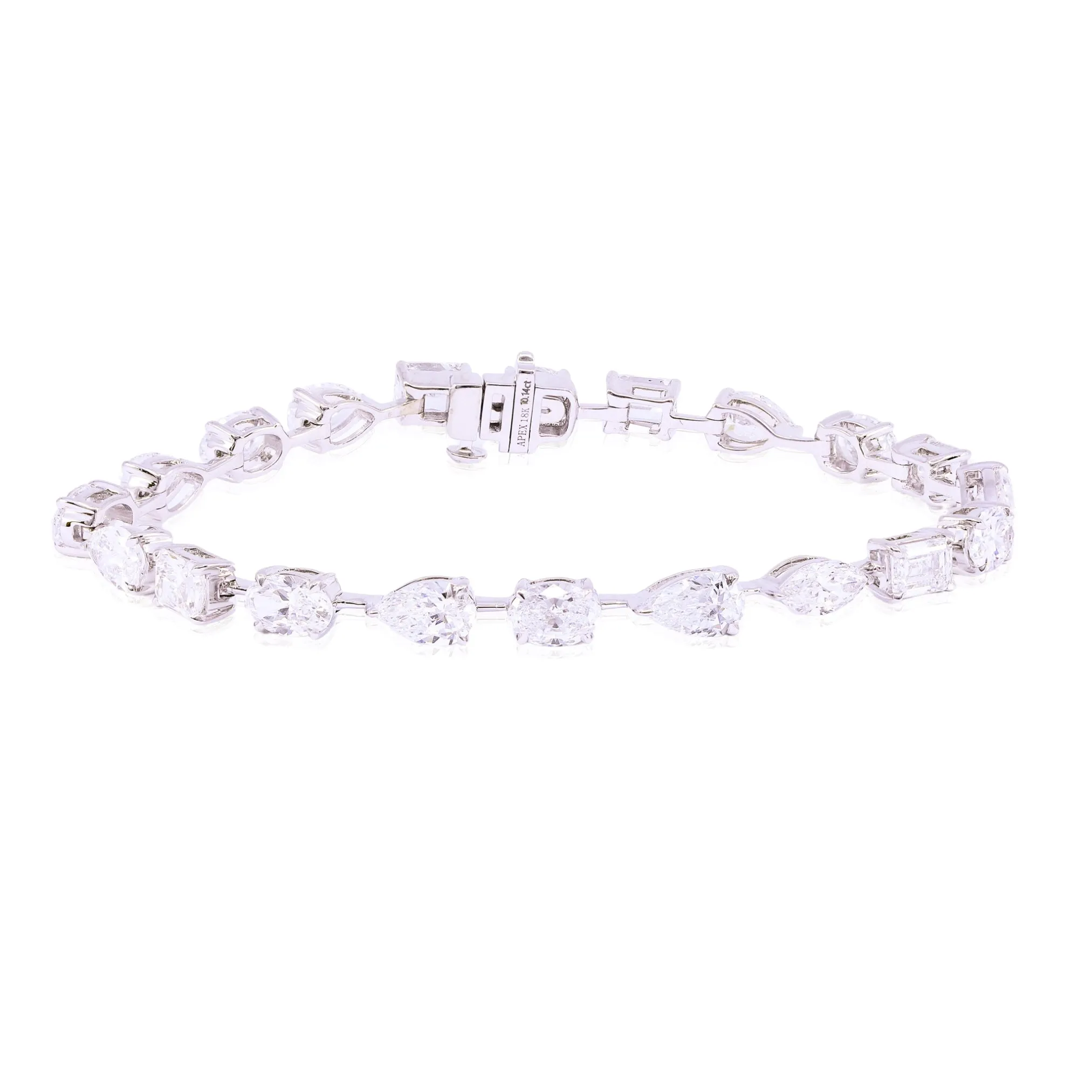 18K WHITE GOLD MIXED CUT DIAMOND TENNIS BRACELET - 10.14CTW