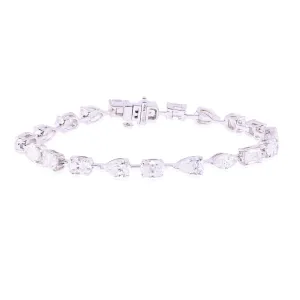 18K WHITE GOLD MIXED CUT DIAMOND TENNIS BRACELET - 10.14CTW