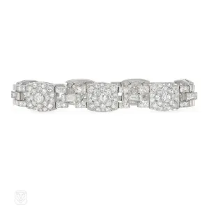 1920s platinum and diamond floral motif bracelet