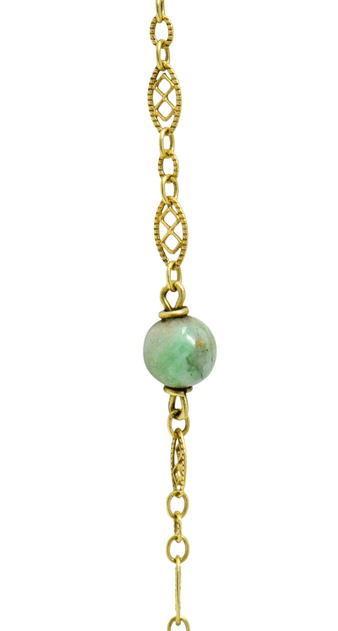 1940's Retro Carved Jade 14 Karat Gold Floral Pendant Necklace