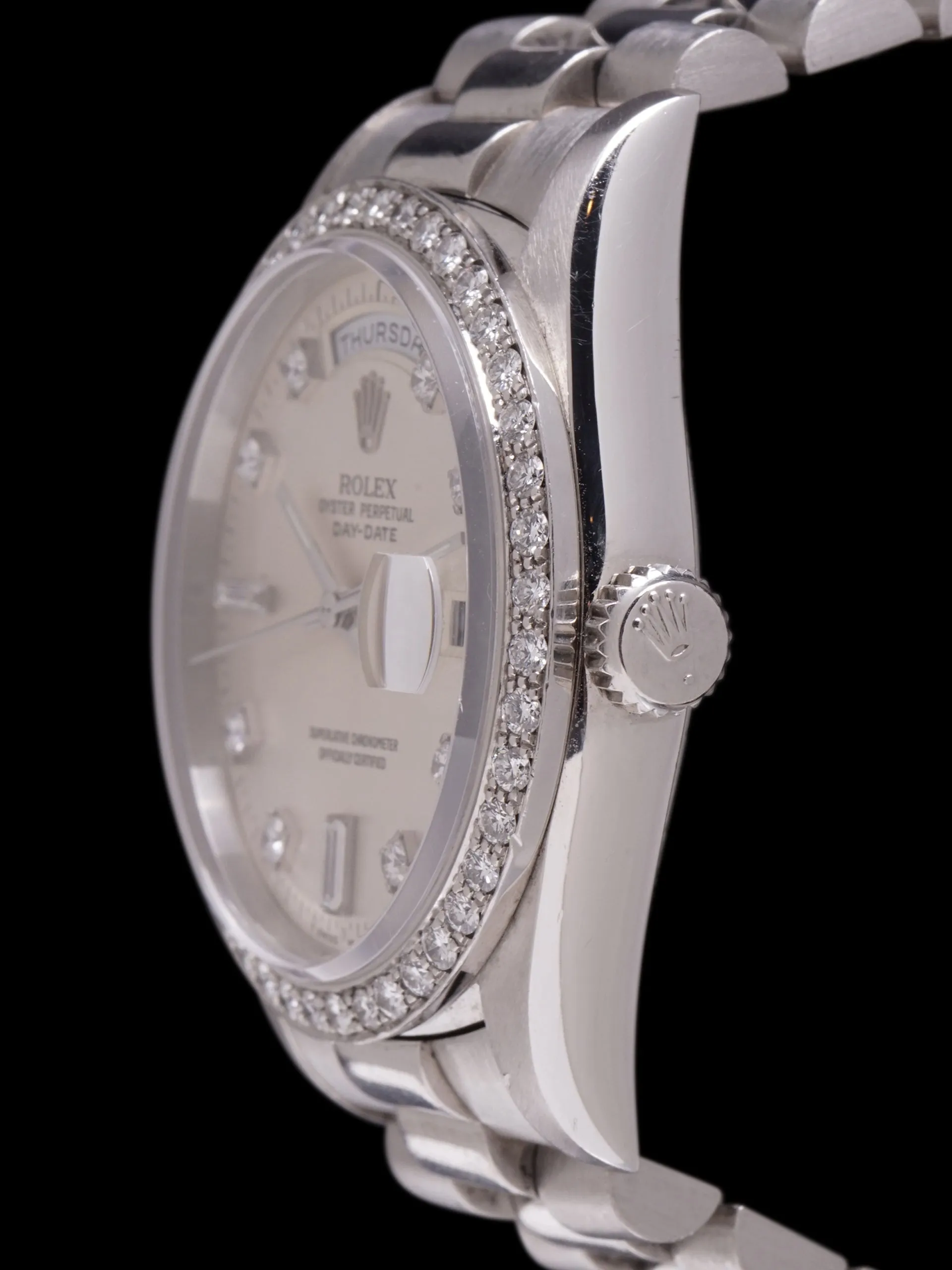 1990 Rolex Platinum Day-Date (Ref. 18346) W/ Factory Diamond Dial & Bezel