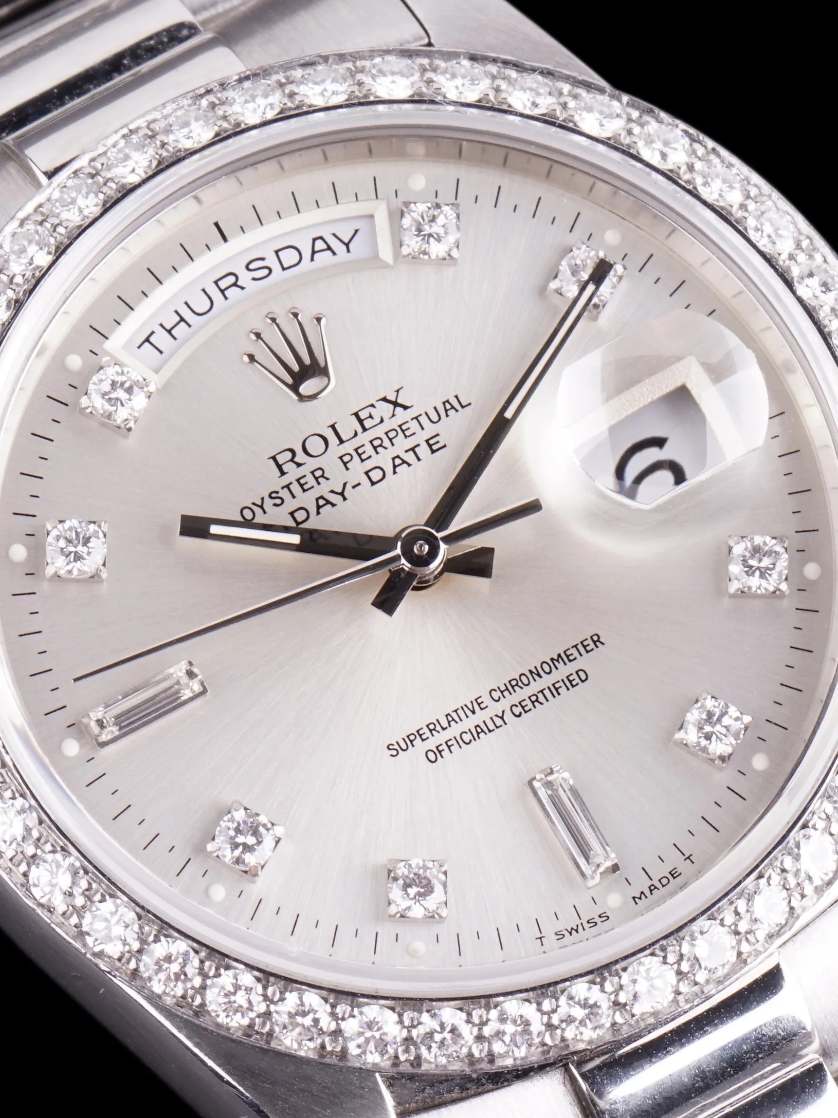 1990 Rolex Platinum Day-Date (Ref. 18346) W/ Factory Diamond Dial & Bezel