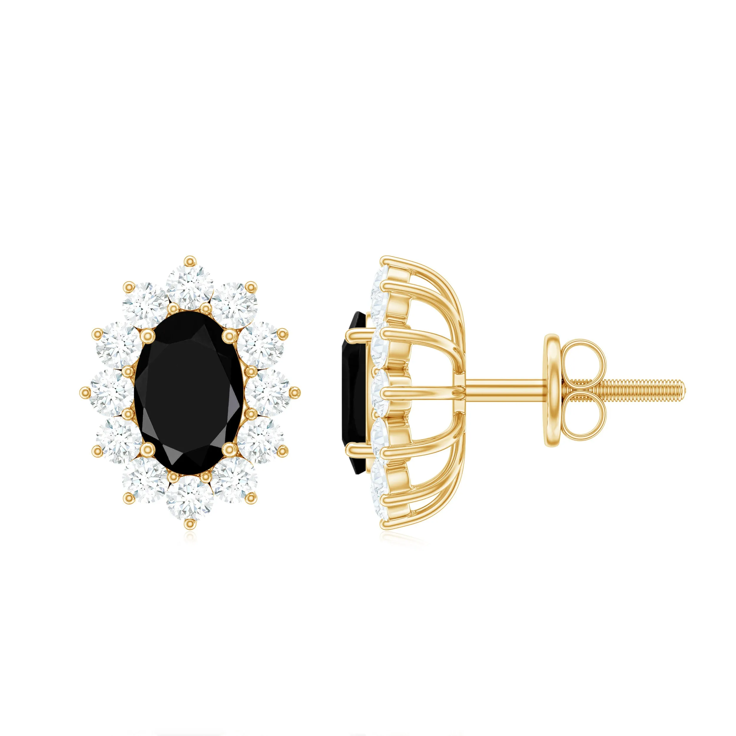 2 CT Created Black Diamond stud with White Diamond Halo