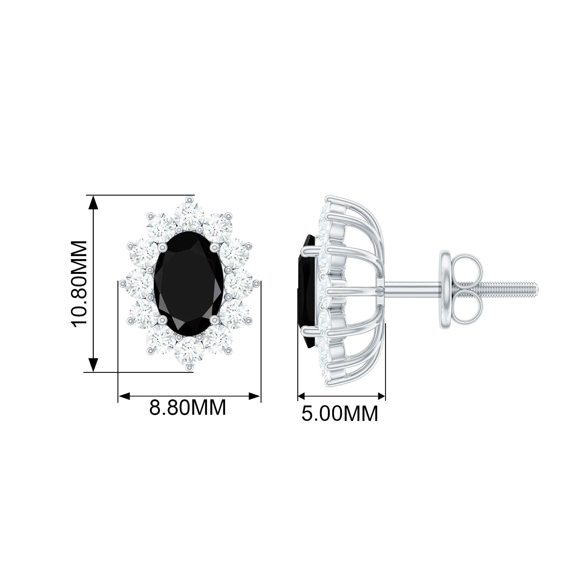 2 CT Created Black Diamond stud with White Diamond Halo