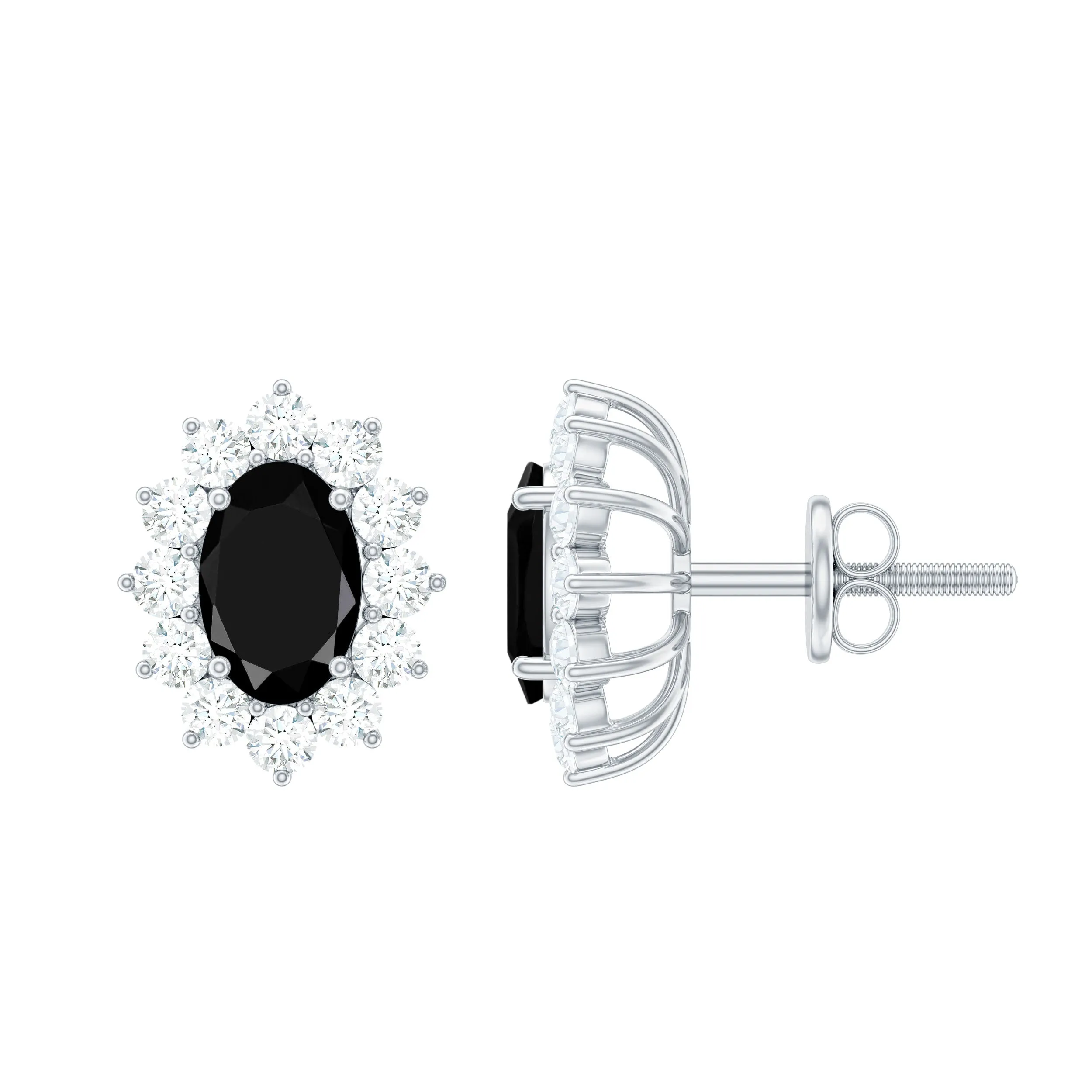 2 CT Created Black Diamond stud with White Diamond Halo