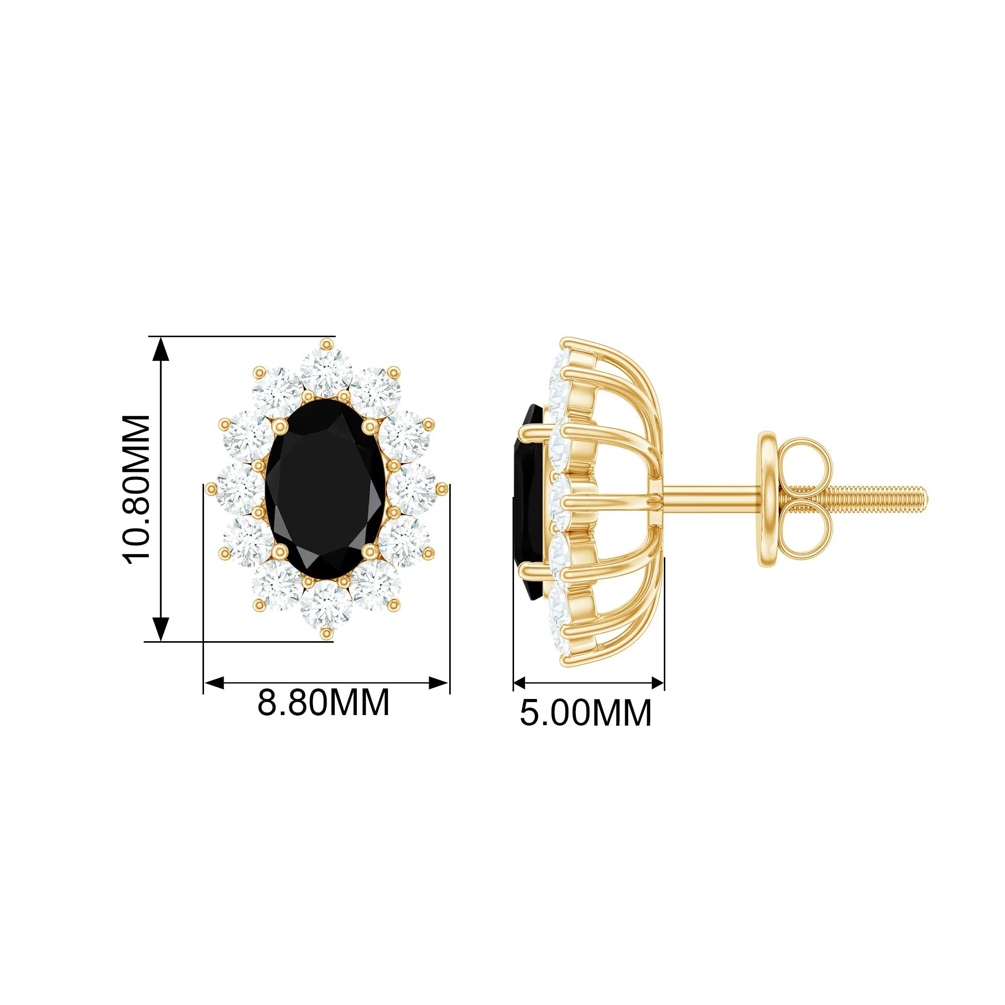 2 CT Created Black Diamond stud with White Diamond Halo