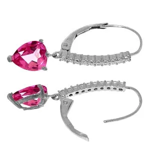 3.55 Carat 14K Solid White Gold Understanding Prospers Pink Topaz Earrings