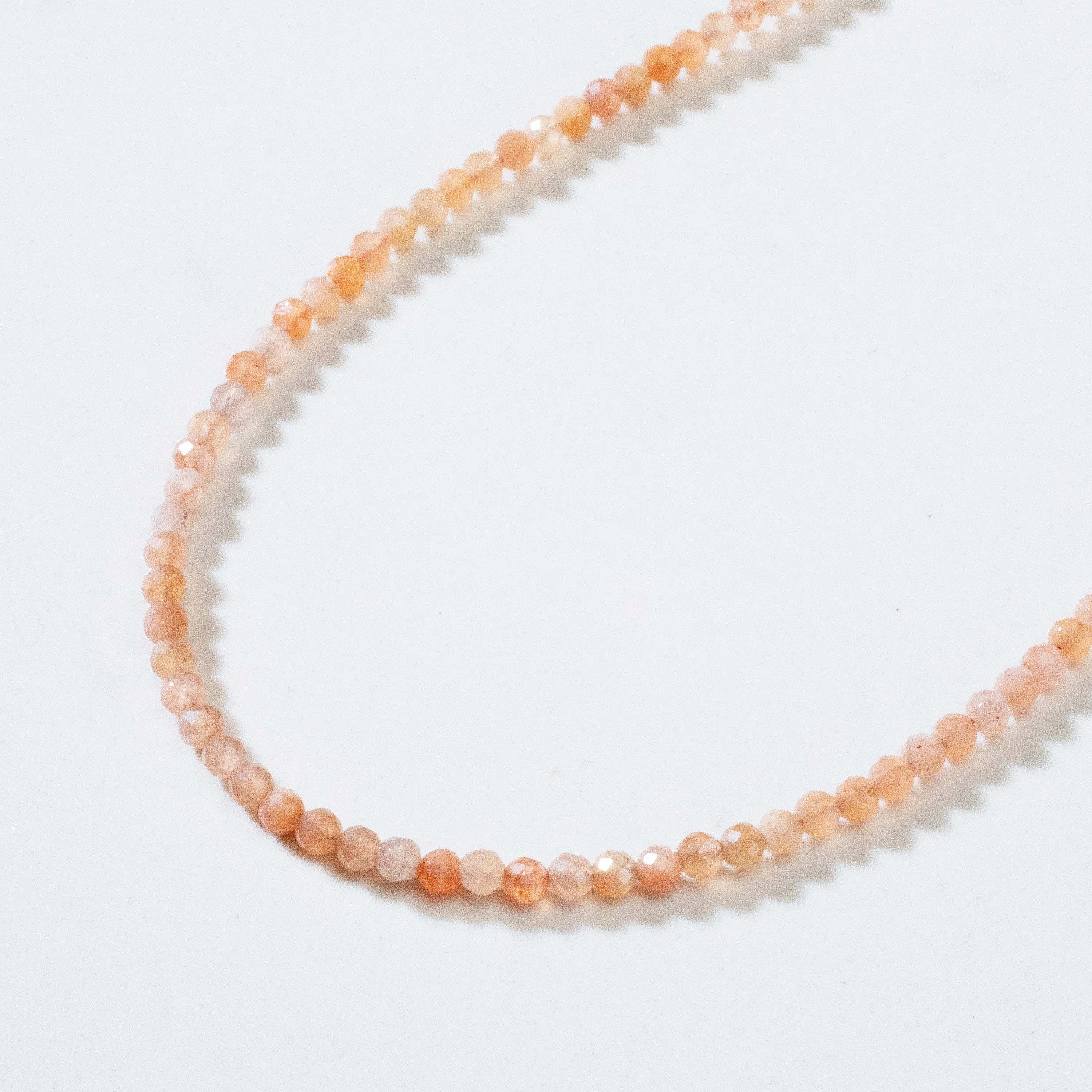 3mm Peach Moonstone Faceted 31" Necklace / Multi Wrap Bracelet