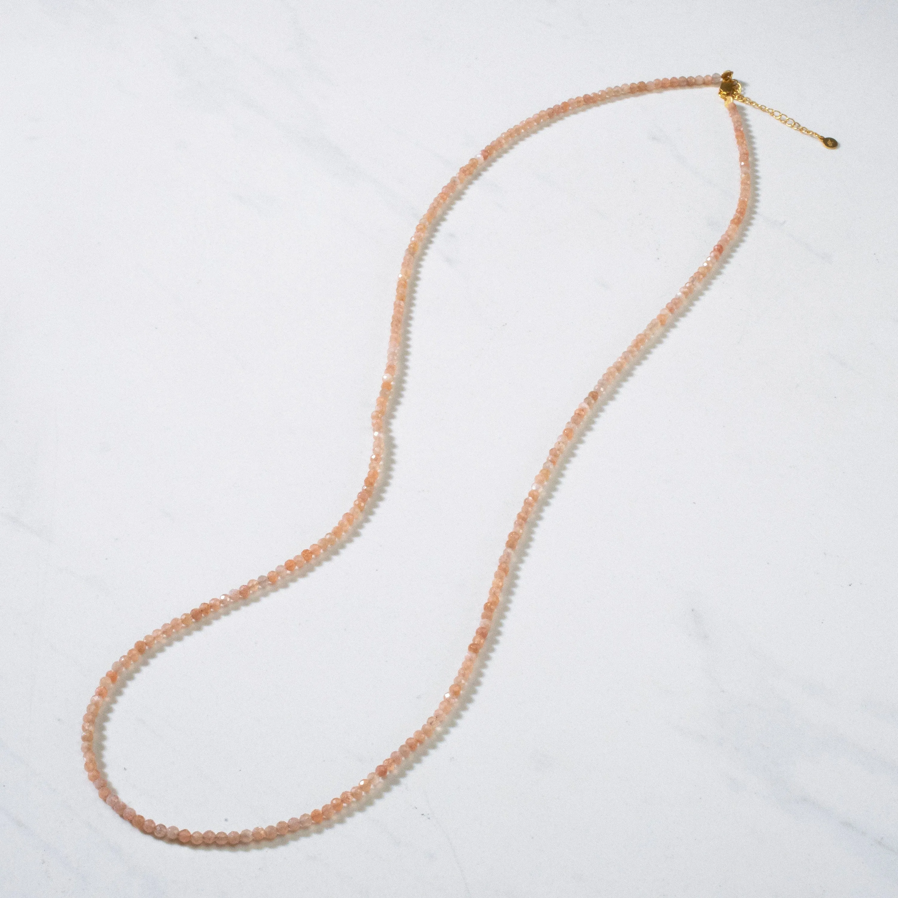 3mm Peach Moonstone Faceted 31" Necklace / Multi Wrap Bracelet